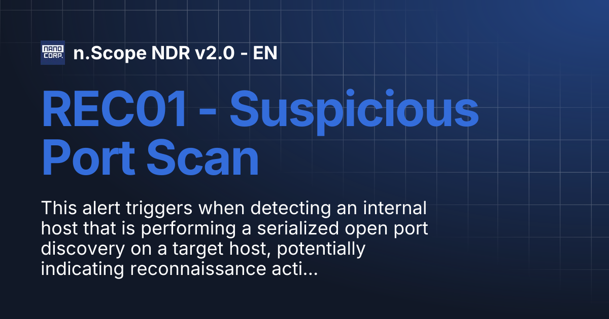 REC01 - Suspicious Port Scan | n.Scope NDR v2.0 - EN